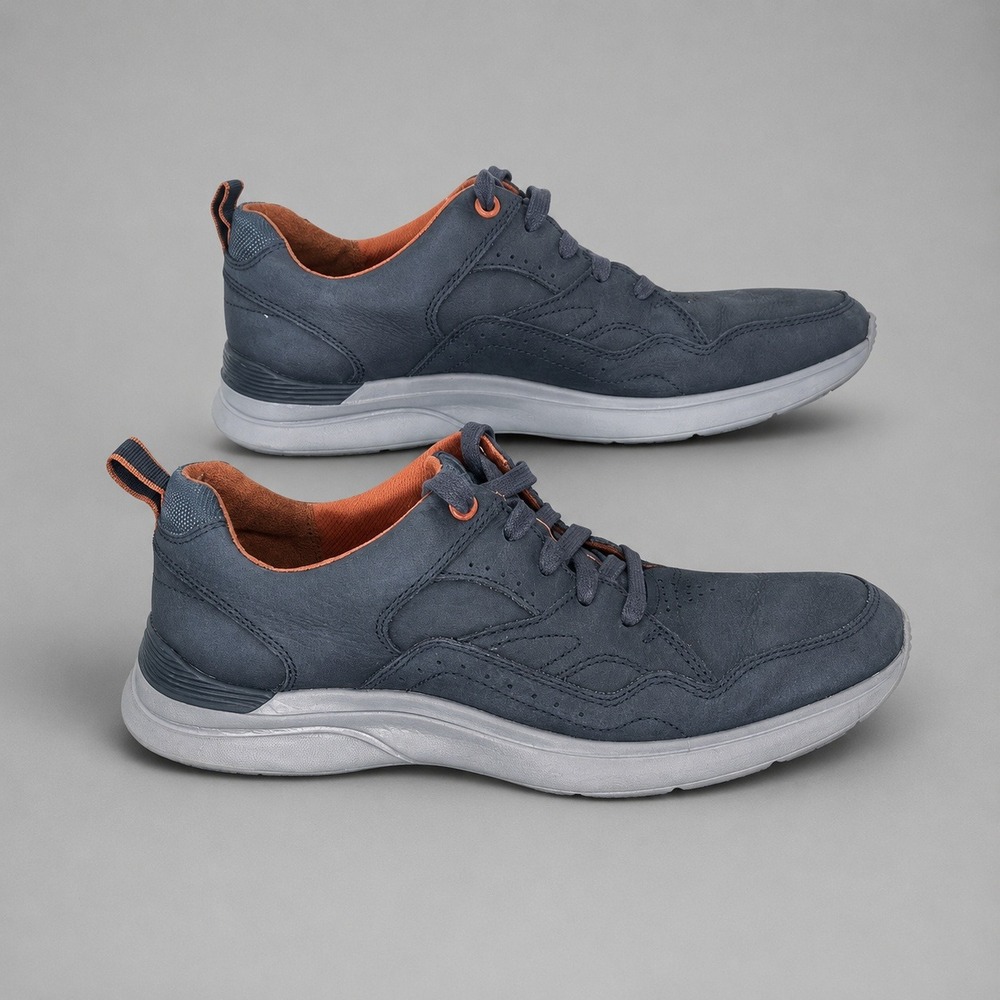 Rockport Total Motion Active Mudguard Navy Blue Leather Sneakers‎ Mens 8 CI9570